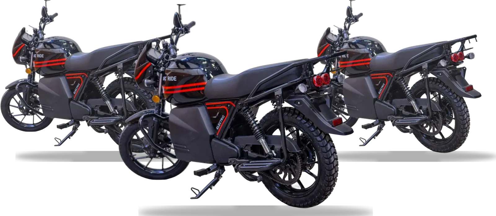 Three ARC Ride electric motorcycles from the Green Fleet fleet
